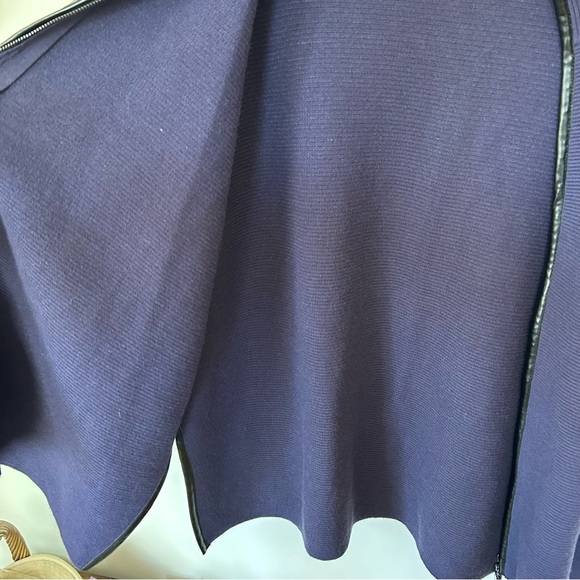 Chico's Navy Knit Open-Front Poncho with Black Trim - Picture 5 of 8